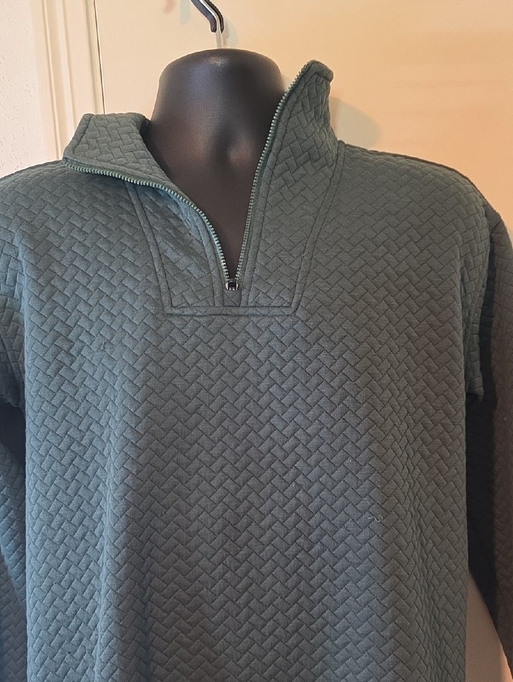bcg Green Quilted Half-Zip Pullover Sweater